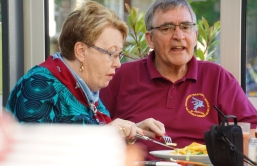 A couple enjoying a meal together