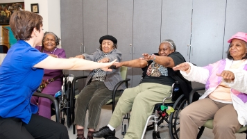 Natasha Goldstein using movement therapy with her clients