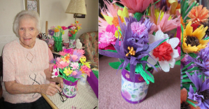 Mum with Alzheimer's making paper flowers