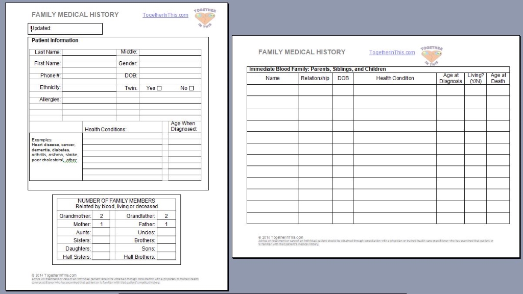 Free Printable Family Medical History Forms