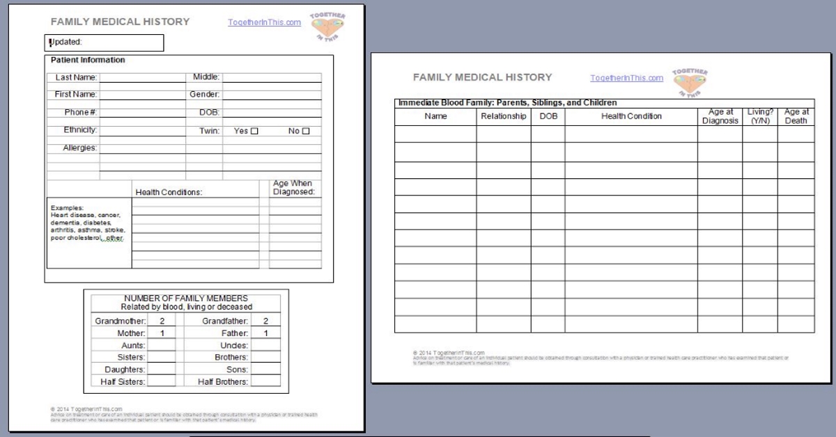 Family Medical History Template from togetherinthis.com